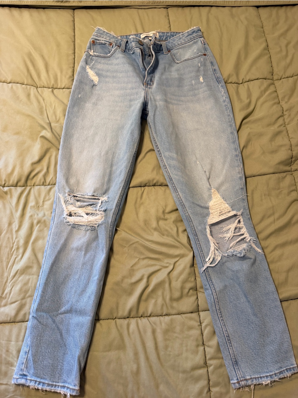 Abercrombie & Fitch Light Blue Distressed Skinny Jeans